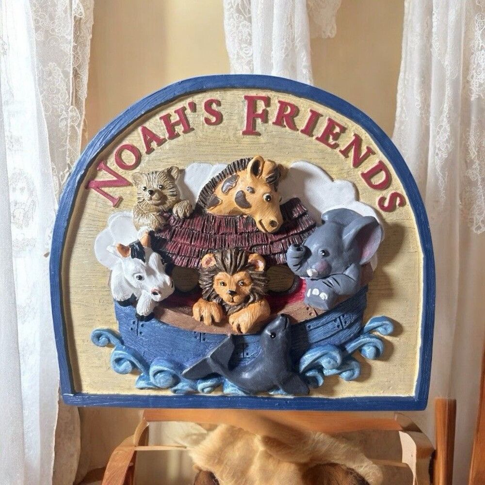 Figi Graphics Noah's Ark Friends 3D Animals Wall Plaque Room Decor 1994 7 X 8.5”